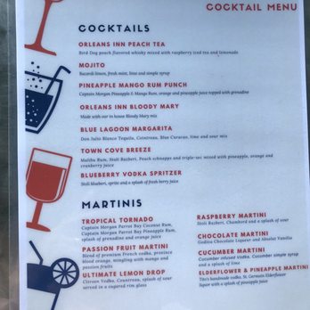 Orleans Waterfront Inn - cocktail menu - American Near Me - Orleans, Massachusetts Orleans Waterfront Inn - cocktail menu - American Near Me - Orleans, Massachusetts