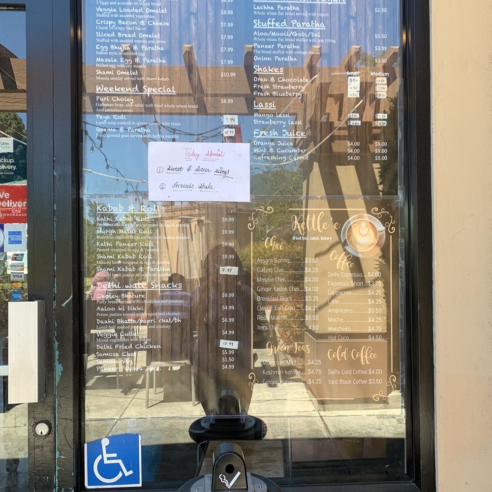 Kettle'e - The menu on the door - Indian Near Me - Santa Clara, California Kettle'e - The menu on the door - Indian Near Me - Santa Clara, California