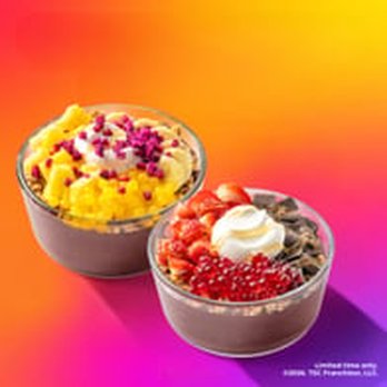 Tropical Smoothie Cafe - Limited time only Tropiboba Bowls with popping boba. Mango & Berry Tropiboba Bowl, $6 each. - Juice Bars & Smoothies Near Me - Conway, Arkansas