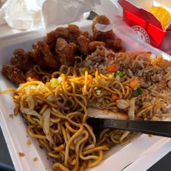 Panda Express - I finished this all and I NEVER ever eat a full plate ever! - Chinese Near Me - Irvine, California