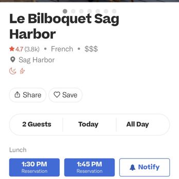 Le Bilboquet - Reservations available, yet they were "fully booked" - French Near Me - Sag Harbor, New York Le Bilboquet - Reservations available, yet they were "fully booked" - French Near Me - Sag Harbor, New York