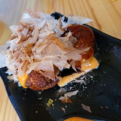 YATAI Ramen + Yakitori - 4pc Ocotpus Balls. My God from Zion were those Awesome and so was the Udon Veggie Broth Seafood Bowl