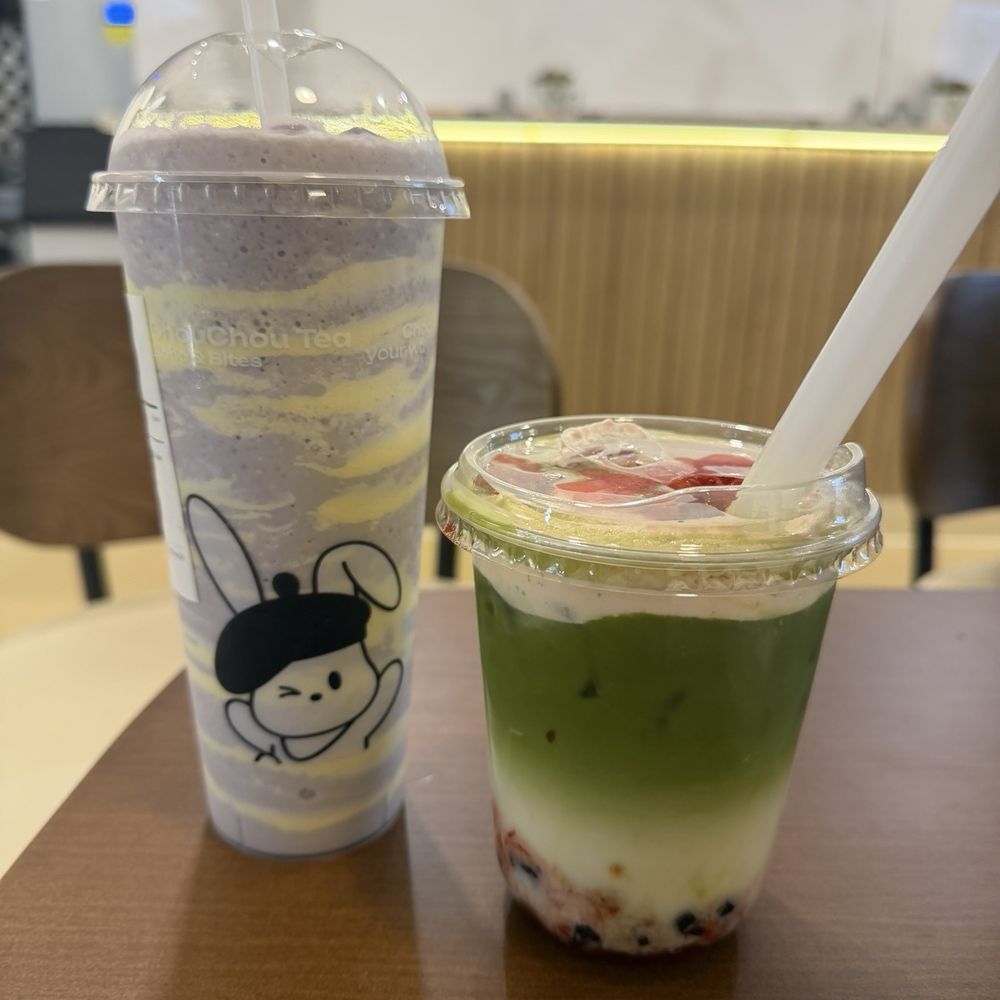 Chouchou Tea - Creamy taro milk tea and strawberry cream uji matcha with boba - Coffee & Tea Near Me - Ogden, Utah