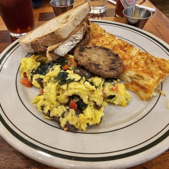 Ted's Bulletin Gaithersburg - Farmer's Scramble with side of sausage patties - New American Near Me - Gaithersburg, Maryland Ted's Bulletin Gaithersburg - Farmer's Scramble with side of sausage patties - New American Near Me - Gaithersburg, Maryland