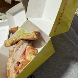 Raw chicken sandwich.