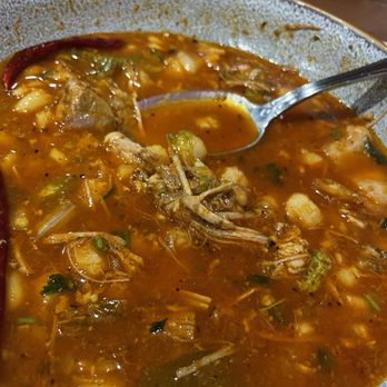 Los Alebrijes Mexican Restaurant - The posole with a bit of the habanero ahumado salsa made me never wanna leave. Lawd it was so good  it comes with tostadas and lime too - Mexican Near Me - Boston, Massachusetts