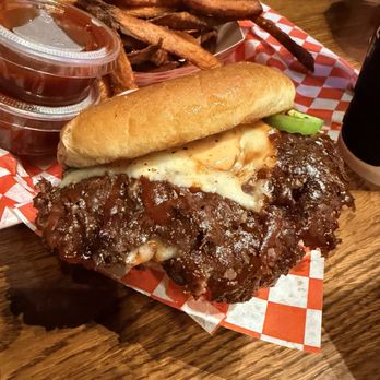 Spread Please - Double Cheeseburger with grilled onions and jalapeños with spread - Burgers Near Me - El Segundo, California