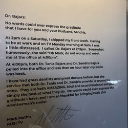 Sandris & Tania Bajars, DDS - Happy thank you letters