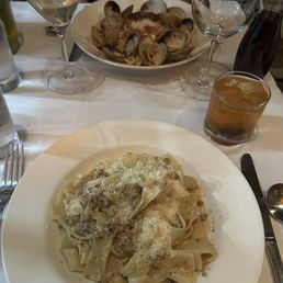 Pappardelle Bolognese "Bianco" and Linguine Vongole Pappardelle Bolognese "Bianco" and Linguine Vongole