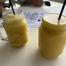 Passion fruit daiquiri and mango daiquiri. Passion fruit daiquiri and mango daiquiri.