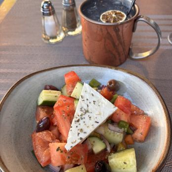 Aged  - Greek Salad & Rose Mule - Steakhouses Near Me - Forest Hills, New York