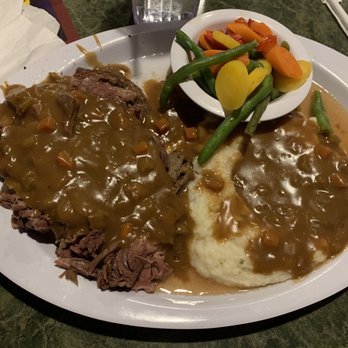 Virgin River Cafe - Pot roast, mashed potatoes and gravy with a side of veggies. - Cafes Near Me - Mesquite, Nevada
