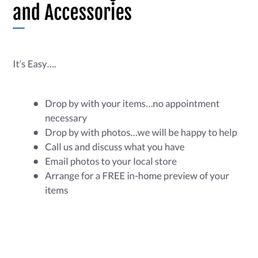 Photos of ways they advertise they will Consign pieces .