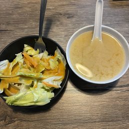 Salad and Miso soup Salad and Miso soup