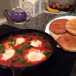 Shakshuka with pita bread - this was surprisingly delicious! Shakshuka with pita bread - this was surprisingly delicious!
