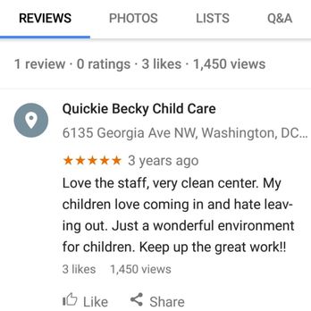 Quickie Becky Child Care - This person is a quicky becky daycare owner wow very sad and pathetic - Child Care & Day Care Near Me - Washington, DC, District of Columbia