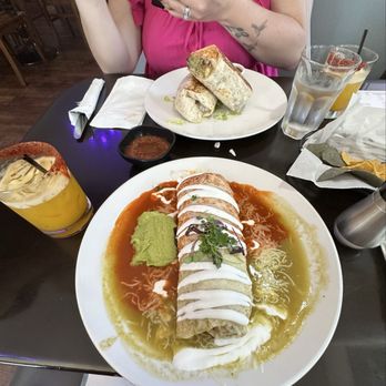 Tequila Bar & Grill - Passion fruit margarita and the burrito ahogado with al pastor. It was amazing!! - Mexican Near Me - San Leandro, California