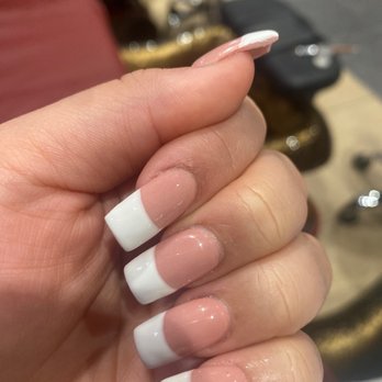 Glamour Nails - This ain't it and it's not cute . French tip acrylic nails I didn't ask for white polish to be used - Nail Salons Near Me - Crestview Hills, Kentucky