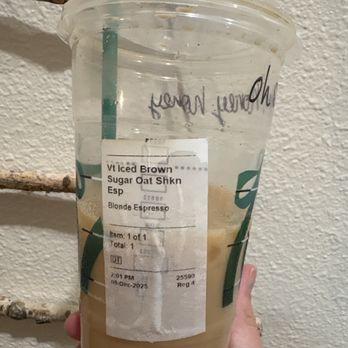 Starbucks - Brown sugar shaken oat milk espresso - Coffee & Tea Near Me - Fallbrook, California