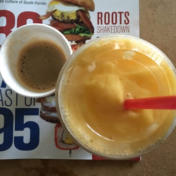 Chez Cafe - Cortadito and Mango-Pineapple smoothie. - Cafes Near Me - Pompano Beach, Florida Chez Cafe - Cortadito and Mango-Pineapple smoothie. - Cafes Near Me - Pompano Beach, Florida