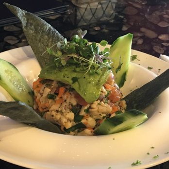 Hapy Bistro - Rockfish Ceviche with Black Bean chips - Mediterranean Near Me - Pismo Beach, California Hapy Bistro - Rockfish Ceviche with Black Bean chips - Mediterranean Near Me - Pismo Beach, California
