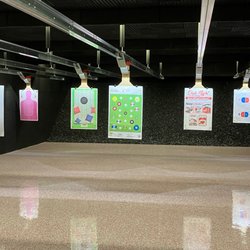 Sky Arms - Full set of targets in the range and the walls are all lined with ballistic panels for safety and sound. The quietest range around!!!