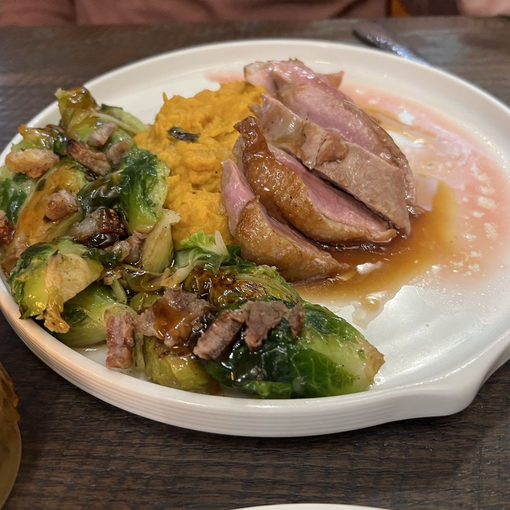 Duck with Brussels
