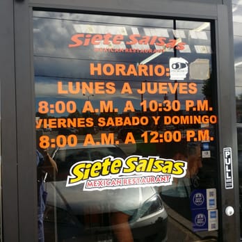 Taqueria 7 Salsas - sign in window - Mexican Near Me - Denver, Colorado Taqueria 7 Salsas - sign in window - Mexican Near Me - Denver, Colorado