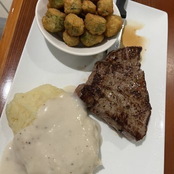 JoJo's - Sirloin and mashed potatoes and fried okra - American Near Me - Bakersfield, California