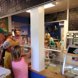 Le Gouter - Order counter, dining area (left), ice cream freezer & crepe grill (right).