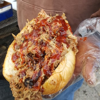 Nomad's BBQ - The pork and sausage sandwhich - Food Trucks Near Me - Albuquerque, New Mexico