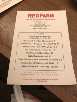 Menu photo 2 Red Farm London, XGL Menu photo 2 Red Farm London, XGL