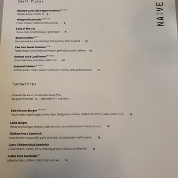 Naïve - Menu - New American Near Me - Louisville, Kentucky Naïve - Menu - New American Near Me - Louisville, Kentucky