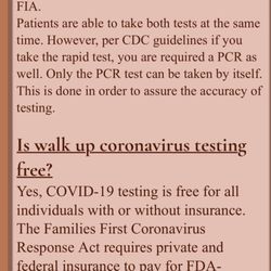 District Urgent Care - Not accurate. They don't do free testing.