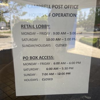 United States Postal Service - Hours of operation - Post Offices Near Me - Campbell, California United States Postal Service - Hours of operation - Post Offices Near Me - Campbell, California