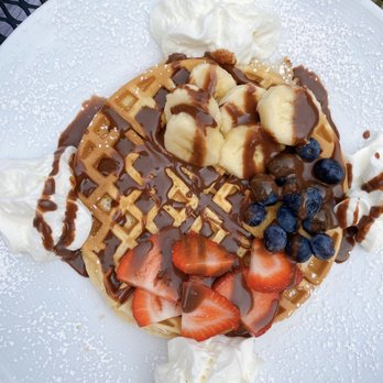 Angel's Café - Homemade waffle with strawberries, banana, blueberries, and nutella - Sandwiches Near Me - Sharon, Massachusetts