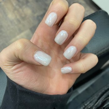 ShaTiff Nails & Spa - Soft white acrylic nails with magic white chrome on top - Waxing Near Me - Conroe, Texas