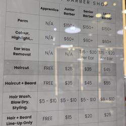 Top Details Barber - Price list