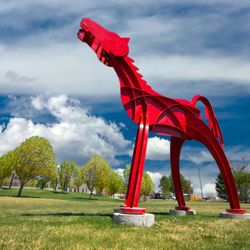 Farmington Public Library - One of the horse sculptures