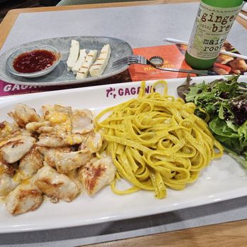 Gagawa - Cheesy Rosemary Pesto pasta Green leaf salad with sweet sauce - Mediterranean Near Me - McLean, Virginia