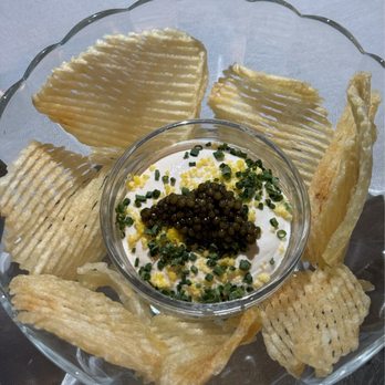 Maple & Ash - French onion dip with caviar, chips and chives - Steakhouses Near Me - Chicago, Illinois Maple & Ash - French onion dip with caviar, chips and chives - Steakhouses Near Me - Chicago, Illinois
