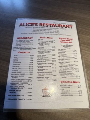 Menu photo 5 Alice's Restaurant San Bernardino, CA