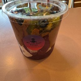 This is the signature Warrior bowl, with peanut butter and blueberrys on top