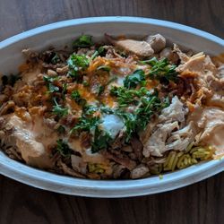 Tahini's - Habibi bowl. Crispy pita chips held.