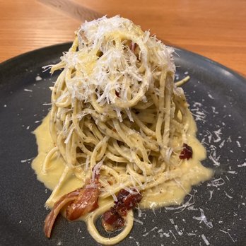 Giulia - Carbonara with black pepper spaghetti, Parmesan zabaglione, crispy speck - American Near Me - Minneapolis, Minnesota