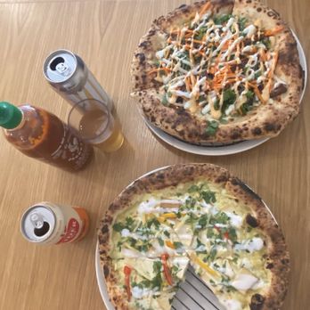 Hapa Pizza - Banh mi (top) and Thai curry tofu (bottom) - Pizza Near Me - Beaverton, Oregon Hapa Pizza - Banh mi (top) and Thai curry tofu (bottom) - Pizza Near Me - Beaverton, Oregon