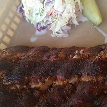 The Q - Half rack of pork ribs with slaw - Barbeque Near Me - Fort Bragg, California The Q - Half rack of pork ribs with slaw - Barbeque Near Me - Fort Bragg, California