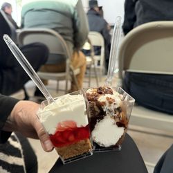Sweet Expressions Desserts - GF/VEGAN Strawberry Shortcake Cake Shooter, Caramel Macchiato Cake Shooter