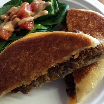 Button Up Cafe - Wide shot of the "Kalua Pork Grilled Cheese" ... highly recommend this! - Breakfast & Brunch Near Me - Pearl City, Hawaii