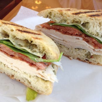 Artisan Coffee House - Turkey bacon pesto sandwich (on ciabatta bread) - Coffee & Tea Near Me - Scottsville, New York